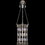 Six-Light Lantern in Silver Leaf Finish with Multi-Colored Crystal Gems