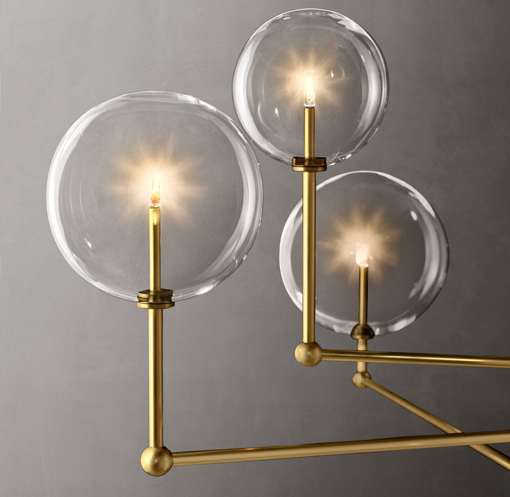 Glass Globe Mobile Three-Arm Chandelier 46"