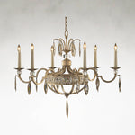 Marquis Crystal 6-Light 36-Inch Vintage Silver Leaf Chandelier Ceiling Light