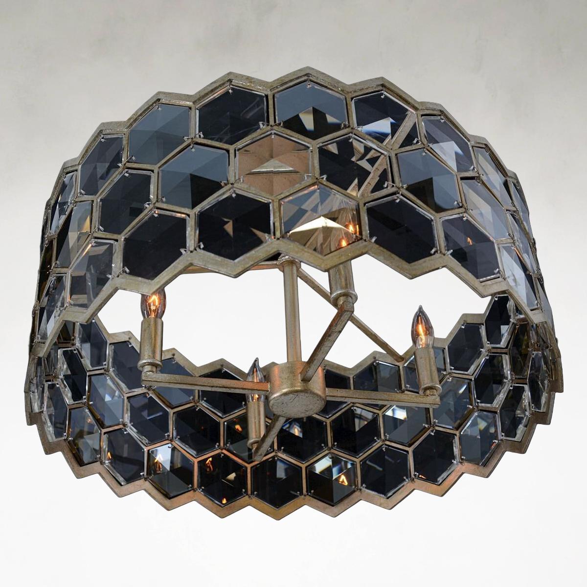 Quad-Light 21 inch Silver Champagne Chandelier Ceiling Fixture