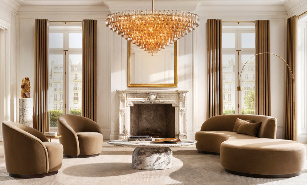 Chiara Smoke Glass Tiered Round Chandelier 62"