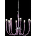 Berna Chrome Eight-Light Chandelier with Radiant Orchid Glass