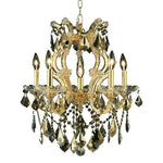 Gold Six-Light 20-Inch Chandelier with Royal Cut Golden Teak Smoky Crystal