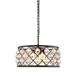 Madison Mocha Brown Five-Light Pendant with Faceted Clear Crystals