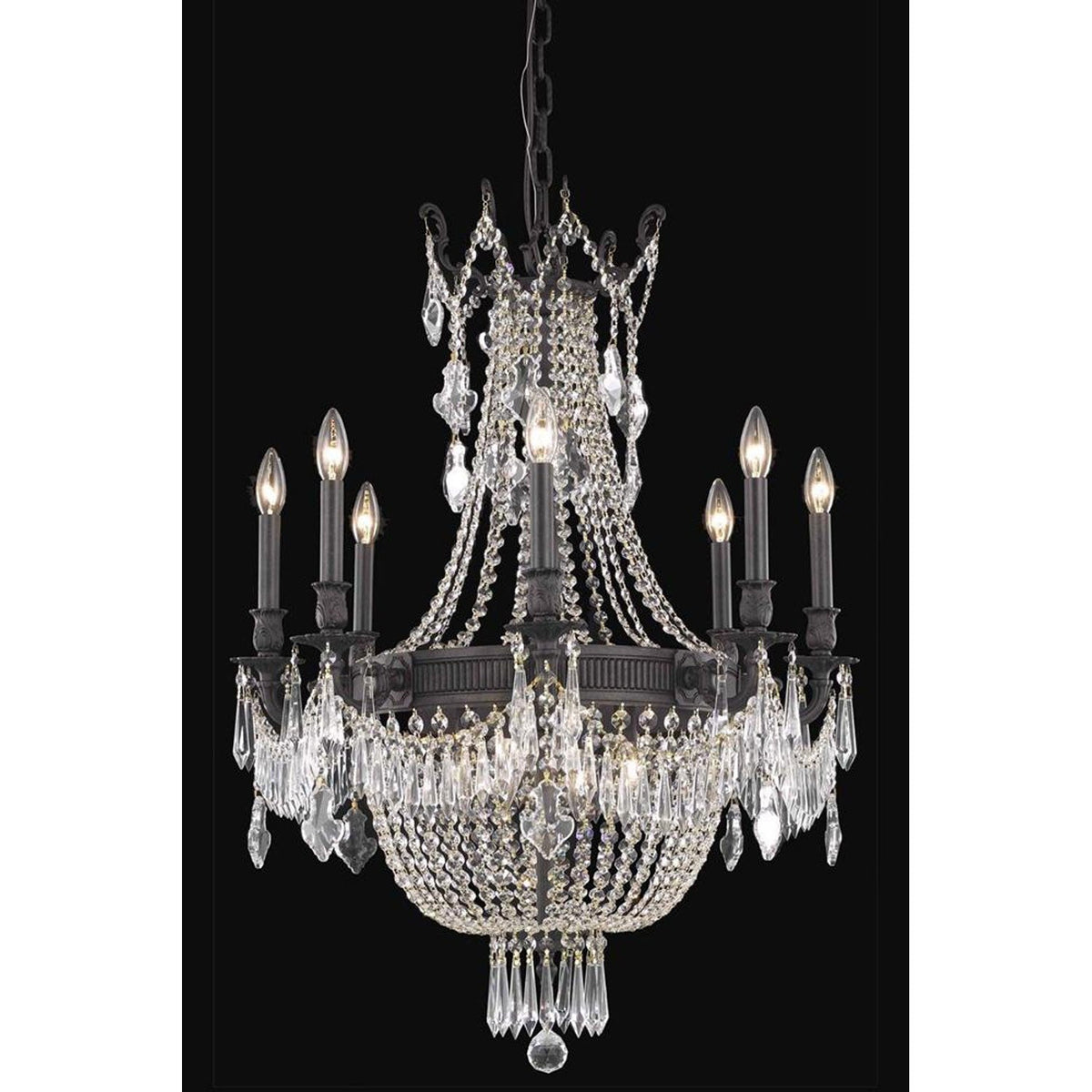 Esperanza Dark Bronze 12-Light Chandelier with Royal Cut Crystal