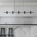 LED Copper Black Stone Linear Island Pendant Light