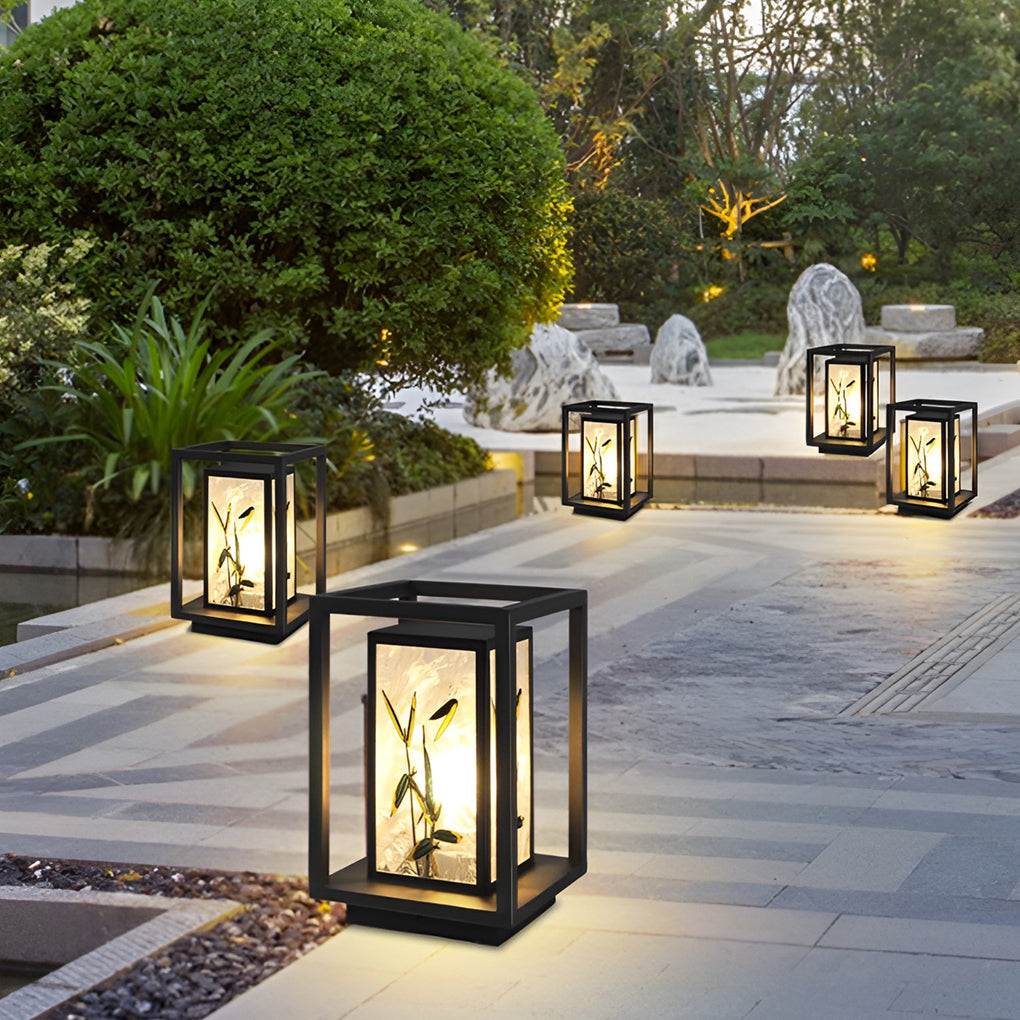 Landscape Pattern LED Waterproof Modern Solar Path Lights Deck Post Lights