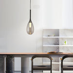 Modern 1-Light LED Teardrop Glass Pendant Light in Amber/Smoke Gray
