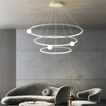 White/BlackCircular Pendant Lamp Dimmable LED Rings Chandelier