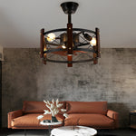 Retro Metal Black American Style Bladeless Ceiling Fans with Chandelier