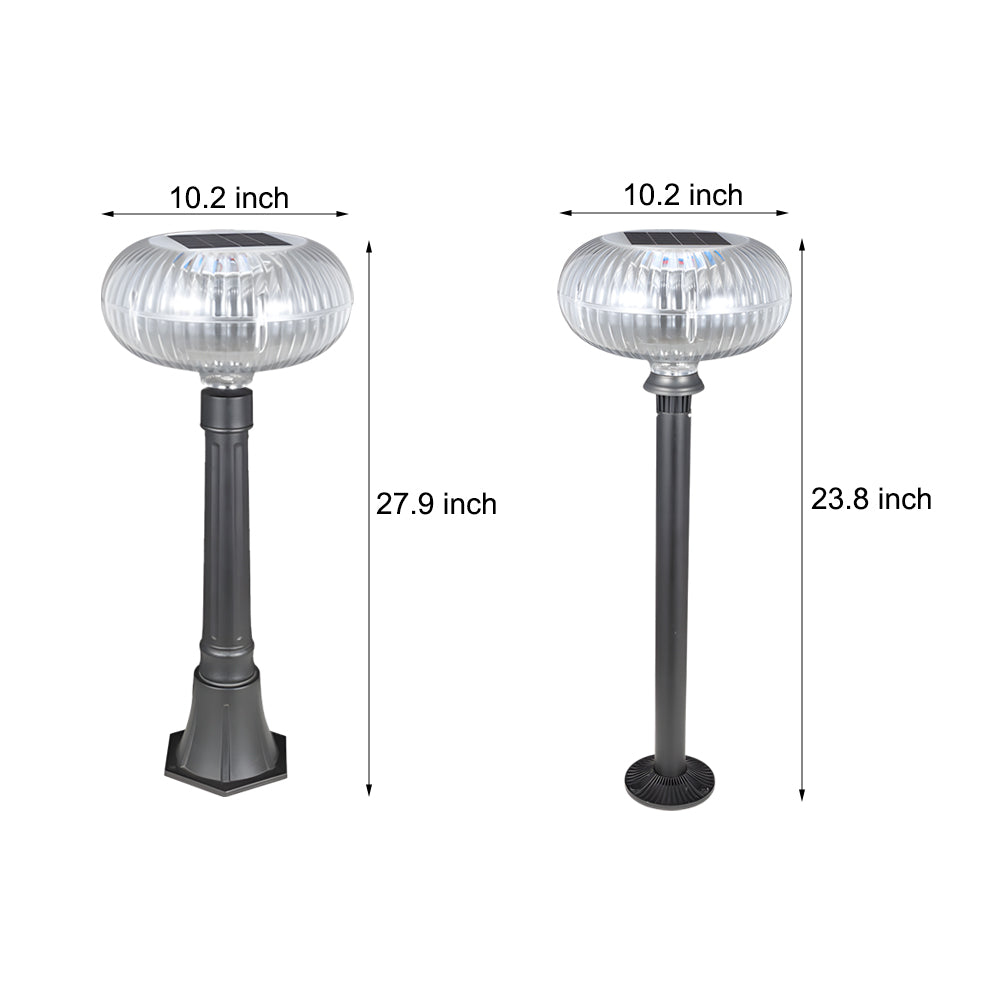 Modern Solar Lawn Light Metal Cylinder OvalShade LED Outdoor Bollard Light