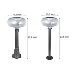 Modern Solar Lawn Light Metal Cylinder OvalShade LED Outdoor Bollard Light