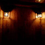 Antique Lantern Shaped Glass Waterproof Black Modern Wall Sconce Lighting