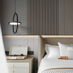 Adjustable Round Three Step Dimming Black Modern LED Pendant Lights