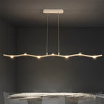 Long Strip Waves Branches Stepless Dimming LED White Modern Chandelier