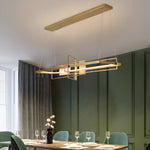 Rectangular Iron Frame Glass Decor LED Chandeliers Hanging Lights