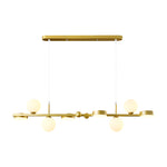 6/8-Light 3step Dimming Glass Ball LED Long Dining Room Chandelier