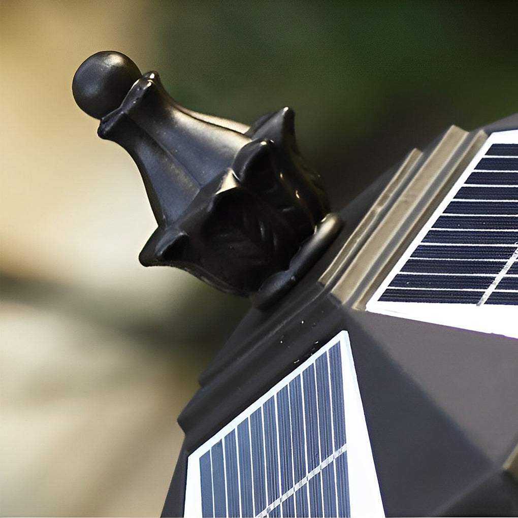 Retro Grilles Waterproof LED Intelligent Brown Solar Fence Post Lights