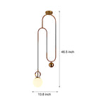 1-Light Gold Hanging Opal Glass Globe Pendant Light