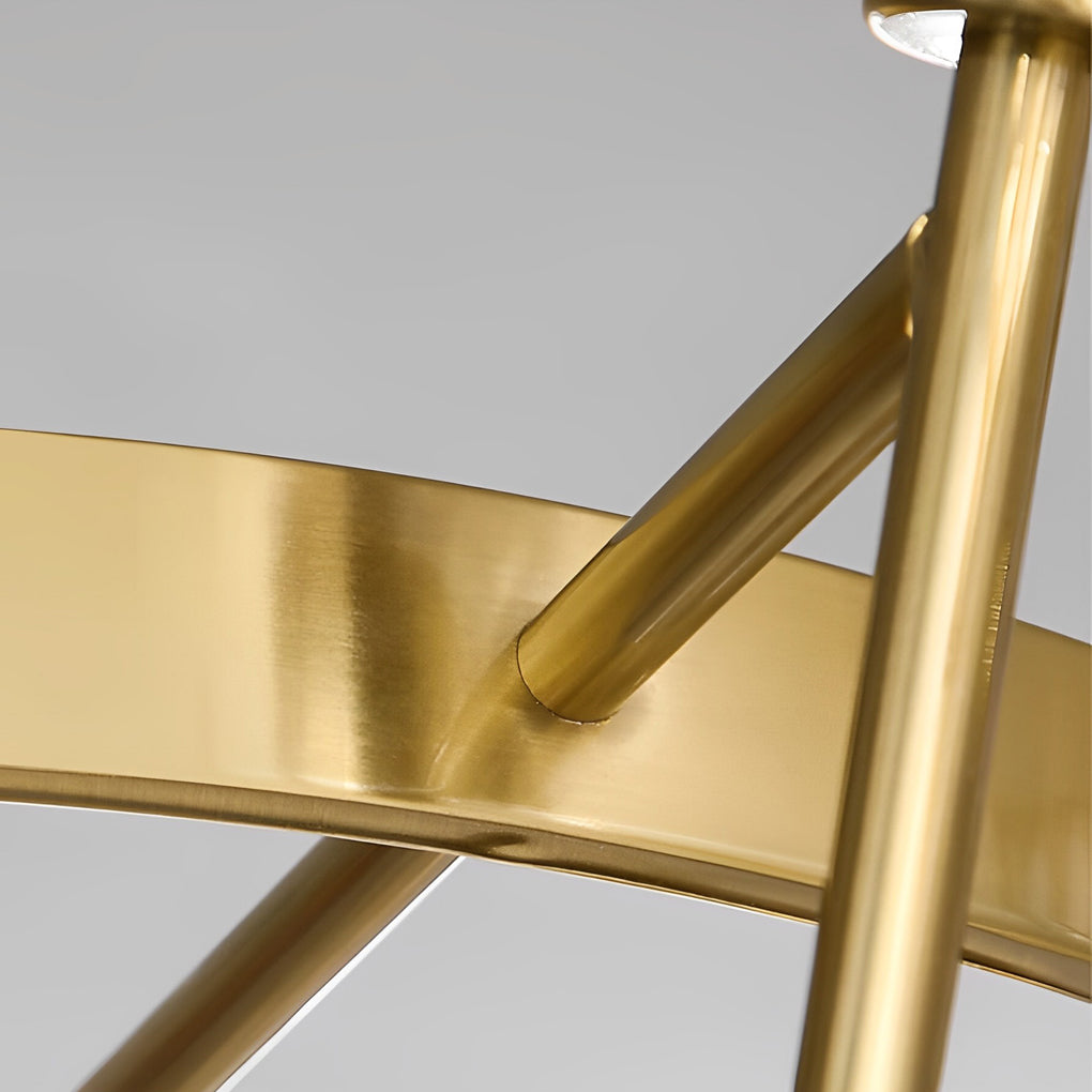 Brass Ring Frame Crystal Chandelier -Gold Metal, Crystal Accents Pendant Lights