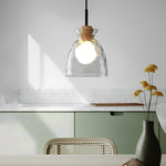 Round Creative Glass Wood Japanese Style Pendant Lights Small Chandelier