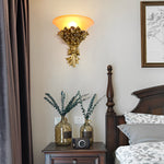 Retro Resin Roses Bouquet Glass European-Style Wall Lamp Wall Light Fixture