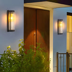 Creative Glass Waterproof LED Black Modern Solar Wall Lamp Exterior Lights