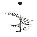 Modern Chandelier Rotating Fireworks, Black/Gold