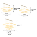 2/3 Square Rings Cream Style Three Step Dimming LED Modern Chandelier