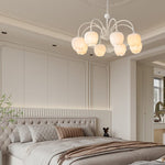 Tulips Flowers Three Step Dimming LED Milky White Modern Chandelier