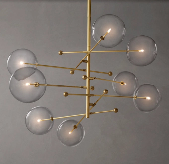 Glass Globe Mobile Eight-Arm Chandelier 79"