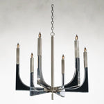 Six-Light Acrylic and Nickel Ceiling Chandelier