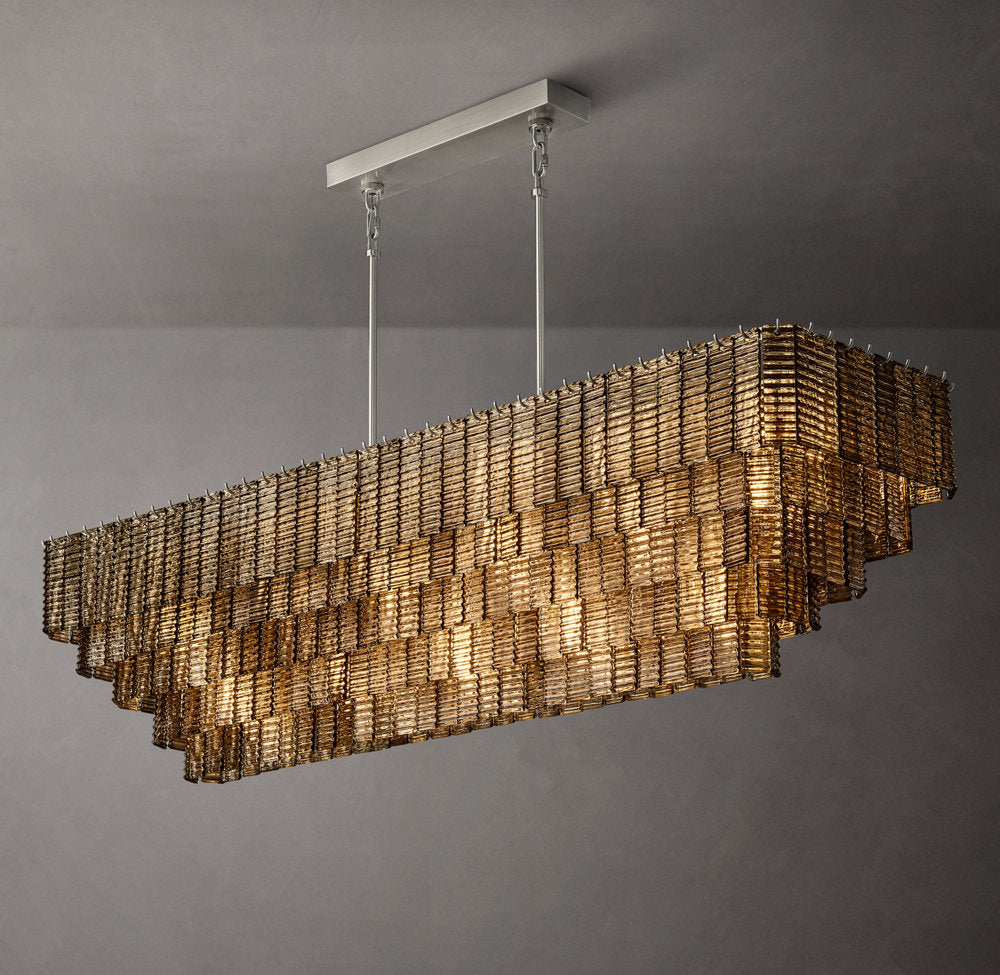 Sirene Smoke Glass Rectangular Chandelier 77"