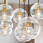 Sedona Double Chandelier, 8-Light, LED, Aged Brass, Transparent Glass Orb, 24.5"W (700SDNMPL2CR-LED927 70E7GUX)