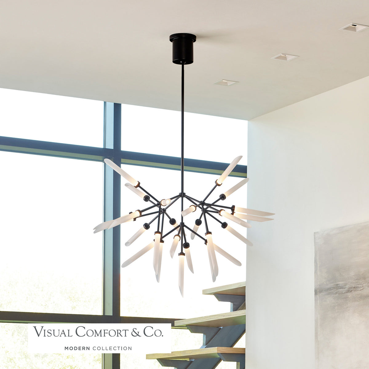 Spur Chandelier, 25-Light, 2-Tier, LED, Matte Black, Glass, 37.5"W (700SPRFB-LED927 70PD8XM)