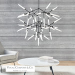 Spur Chandelier, 25-Light, 2-Tier, LED, Matte Black, Glass, 37.5"W (700SPRFB-LED927 70PD8XM)