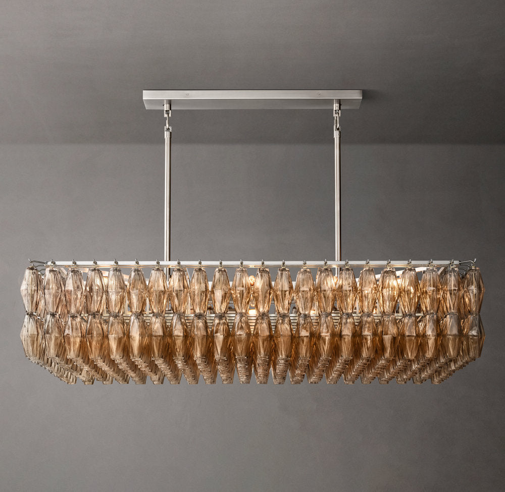 Chiara Smoke Glass Rectangular Chandelier 54"