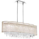 Eight-Light Polished Chrome and Clear Crystal Wave Pendant w/ Oyster Laminated Organza Shade