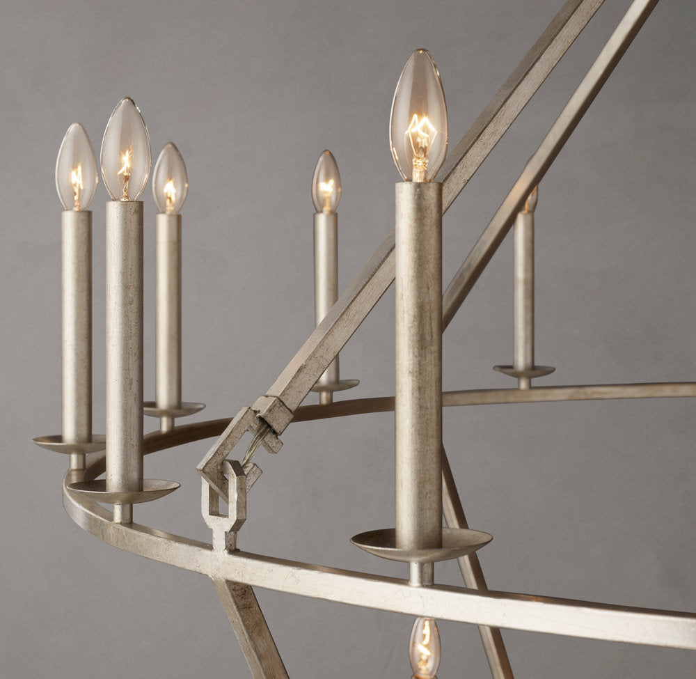 19TH C. ENGLISH OPENWORK TWO-TIER ROUND CHANDELIER 62"