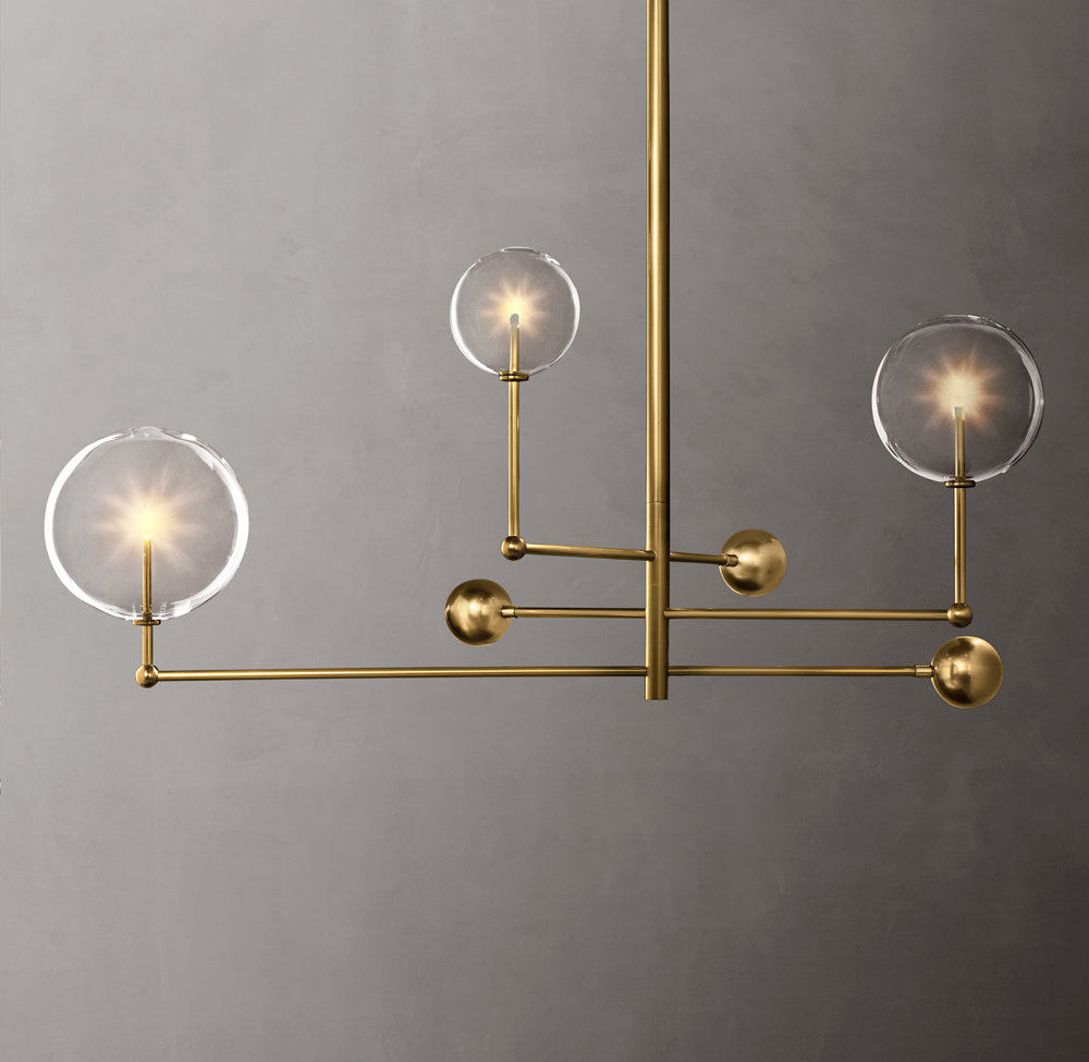 Glass Globe Mobile Three-Arm Chandelier 46"