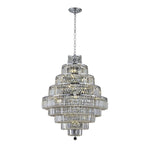 Chrome Twenty-Light 30-Inch Nine-Tier Chandelier with Royal Cut Clear Crystal