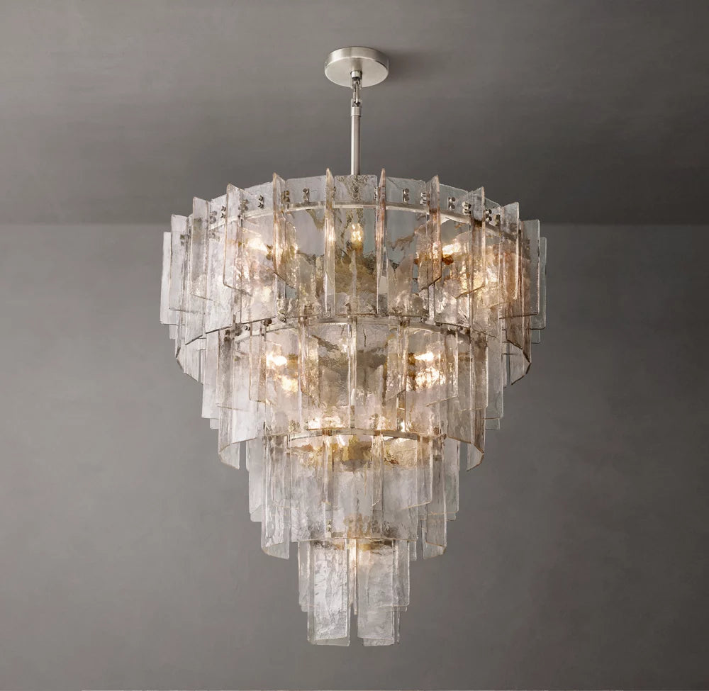 Lattice Clear Glass Tiered Round Chandelier 47"