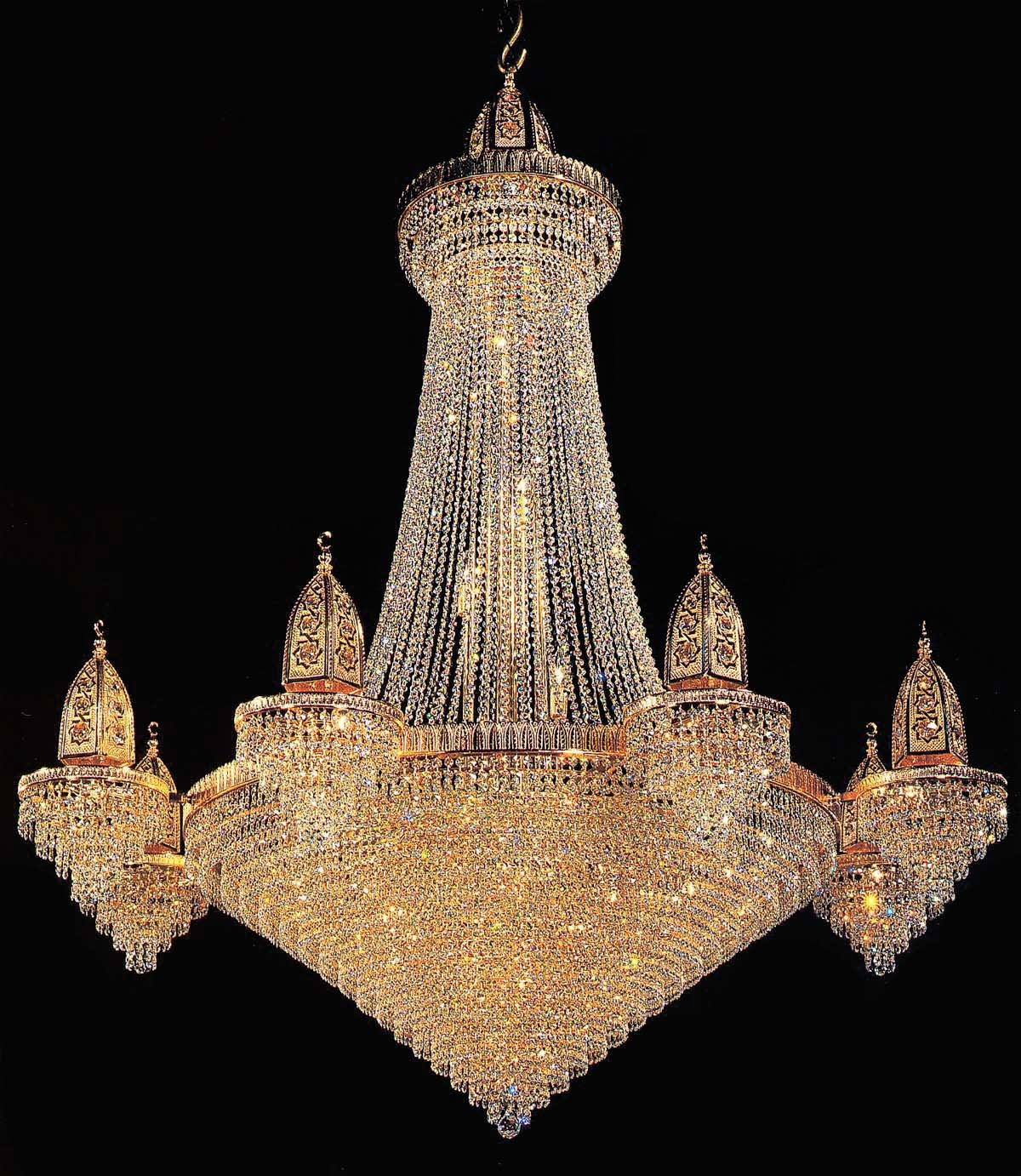 Entryway/ foyer large crystal chandelier in gold plated finish