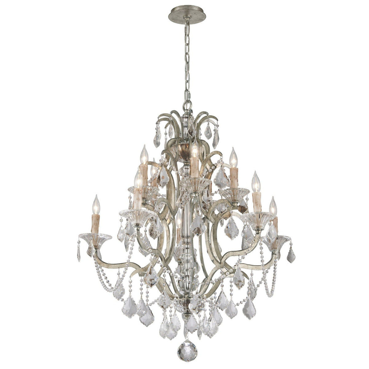Silver Leaf Ten-Light Chandelier