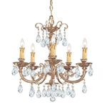 Group Etta Ornate Cast Brass Five-Light Chandelier with Swarovski Strass Crystal