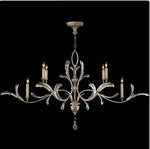 Six-Light Chandelier in A Warm Muted Silver Leaf Finish Featuring Beveled Crystal Accents
