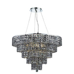 Chrome Seventeen-Light 30-Inch Five-Tier Chandelier with Royal Cut Silver Grey Crystal
