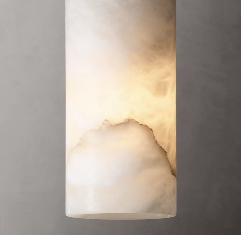 Hand-Carved Alabaster Cylinder Pendant