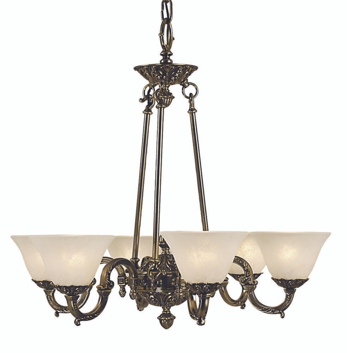 Napoleonic Chandelier, 6-Light, White, White Marble Glass Shade, 28"W (7886 MB/WH YCWY)