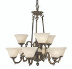 Napoleonic Chandelier, 9-Light, White, White Marble Glass Shade, 28"W (7889 AS/WH YCX1)